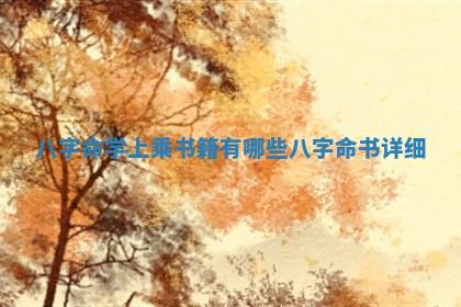 八字命学上乘书籍有 🚗 哪些_八字 📺 命书详细