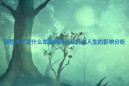 康熙八字是什么命格的揭 🐮 秘及其对人生 🍸 的影响分析