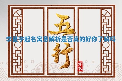 李星宇起名寓意解 🎰 析是否 🐦 真的好你了解吗