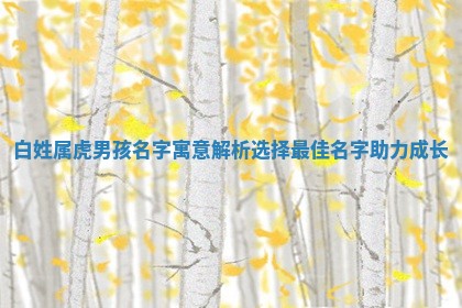 白姓 🚋 属虎男孩名字寓意解 🛌 析选择最佳名字助力成长